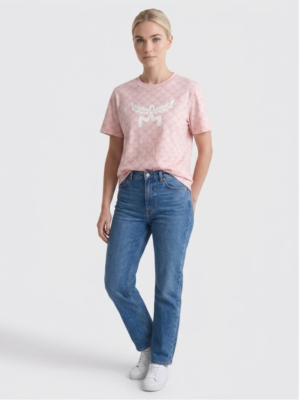 MCM Pink Logo Monogram Short Sleeve Tee - Picture 2 of 6